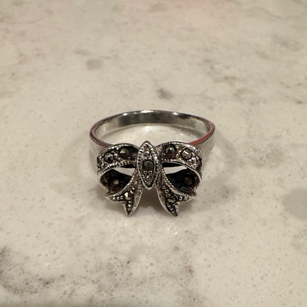 Marcasite Silver Bow Ring
